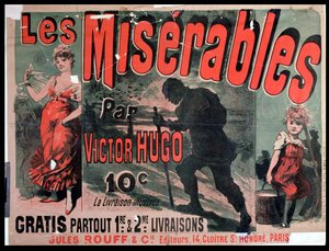 Plakat reklamujący publikację „Les Miserables” Victora Hugo (1802–85) 1886